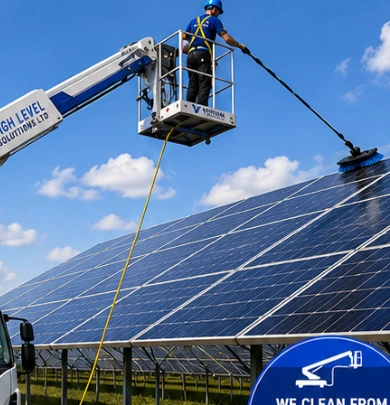Solar panel cleaning shown in the Vision brochure